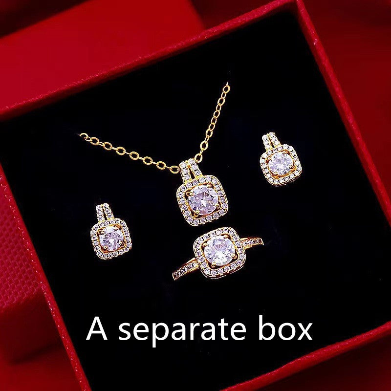 Fashion Jewelry Set Zircon Gem Pendant Chain Choker Necklace